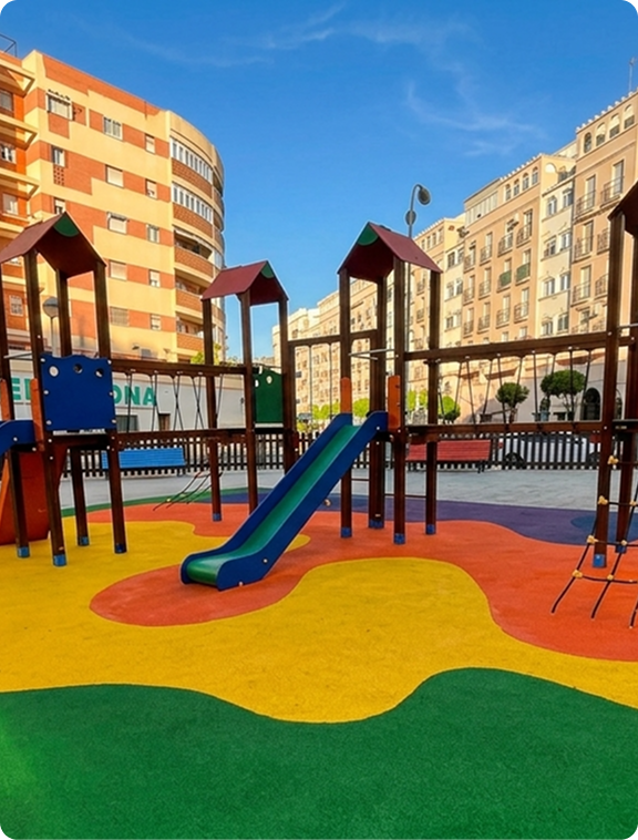 parque-suelo-colores-tobogán-en-medio